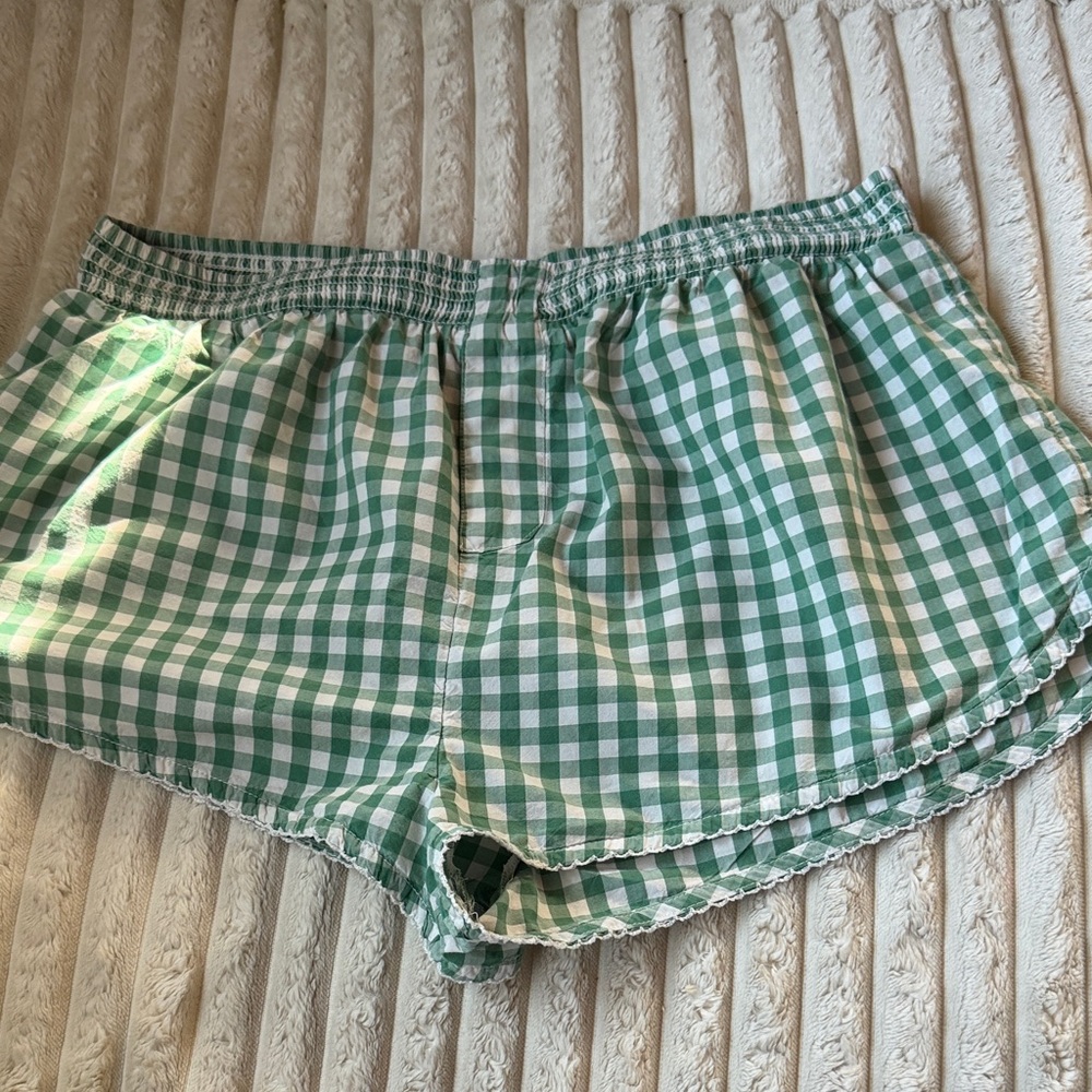 Green Gingham Women's Shorts